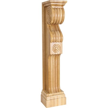 HARDWARE RESOURCES 7-1/2" Wx8"Dx36"H Rubberwood English Romanesque Fireplace Corbel FCOR4-RW